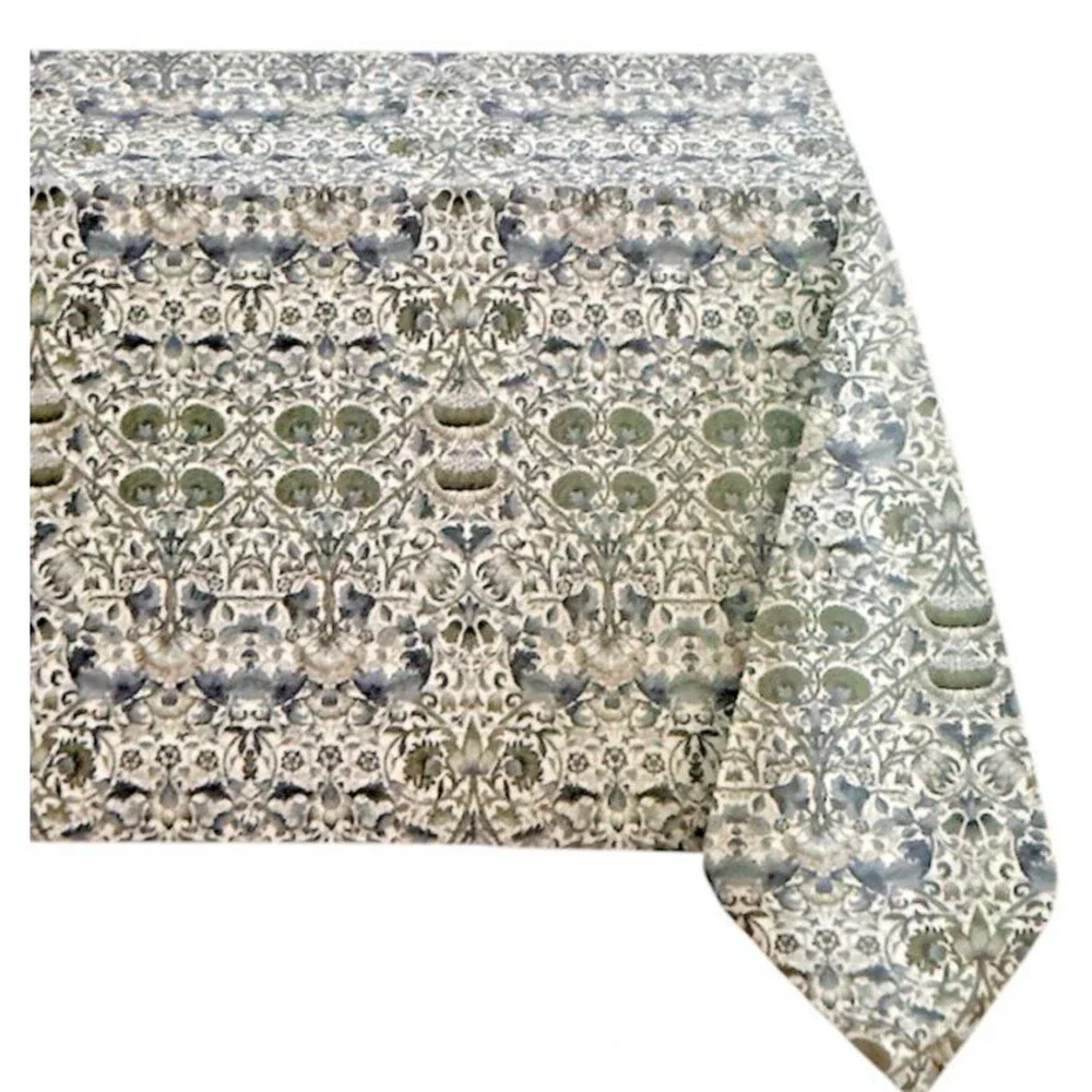 Morris & Co Tablecloth Lodden English Country Garden Green Floral 60x102 Inches
